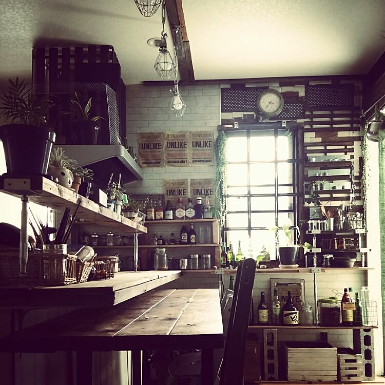 部屋全体/端材/DIY/手作り/かっこいい呑み屋をめざす&hellip;などのインテリア実例 20150312 154111