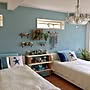 Bedroom/西海岸インテリア/流木/流木リメイク/100均/シーグラス…などのインテリア実例 - 2017-06-07 12:39:43 | RoomClip(ルームクリップ) 女性で、2LDKのBedroom/西海岸インテリア/流木/流木リメイク/100均/シーグラス…などについてのインテリア実例を紹介。