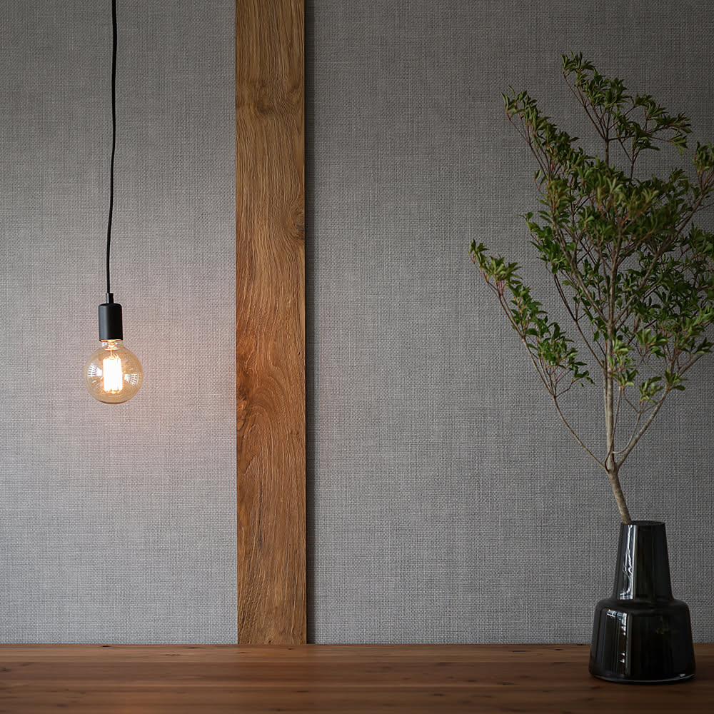 ICH101：織物壁紙｜平織 light gray｜のり無し｜1m単位切売り