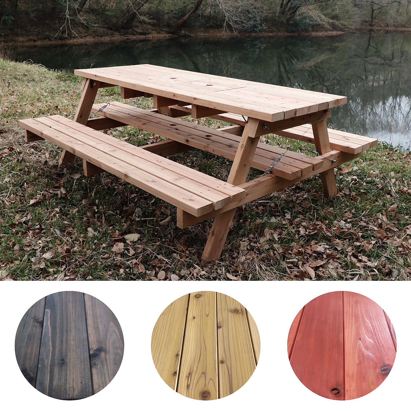 OK-DEPOT material Picnic table（パラソル穴1か所 コンロ受け）