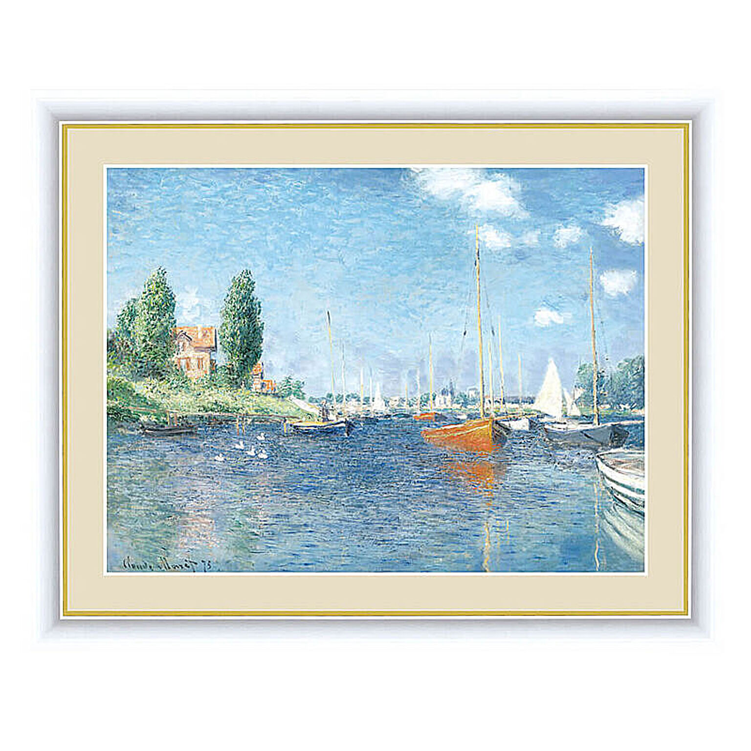 Claude Monet（クロード・モネ） 赤いボート、アルジャントゥイユ アートポスター（フレーム付き） m10782