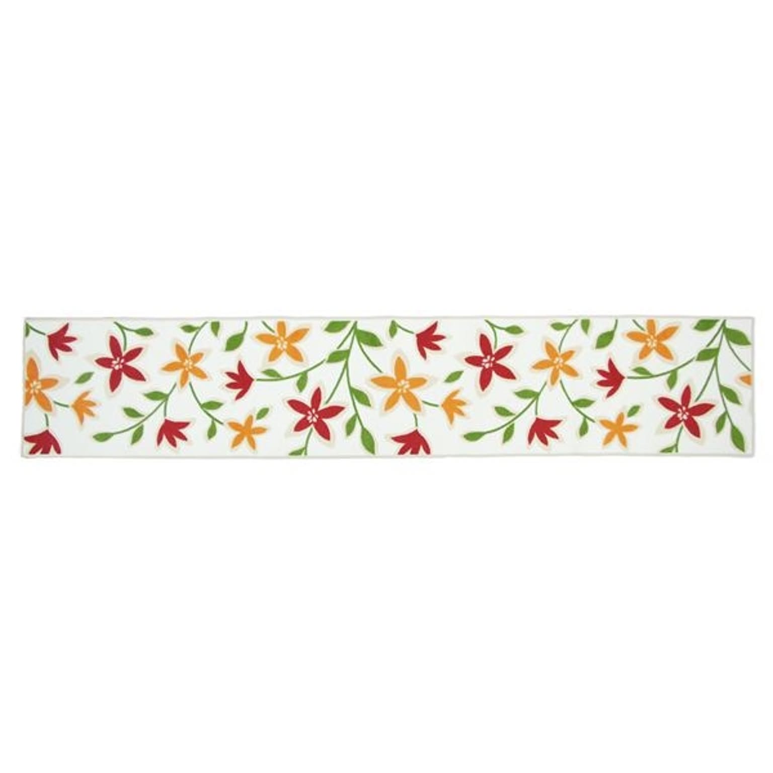 キッチンマット/フロアマット 45cm×240cm 洗える 裏面滑り止め加工 パッションフラワー柄 ベージュ 日本製