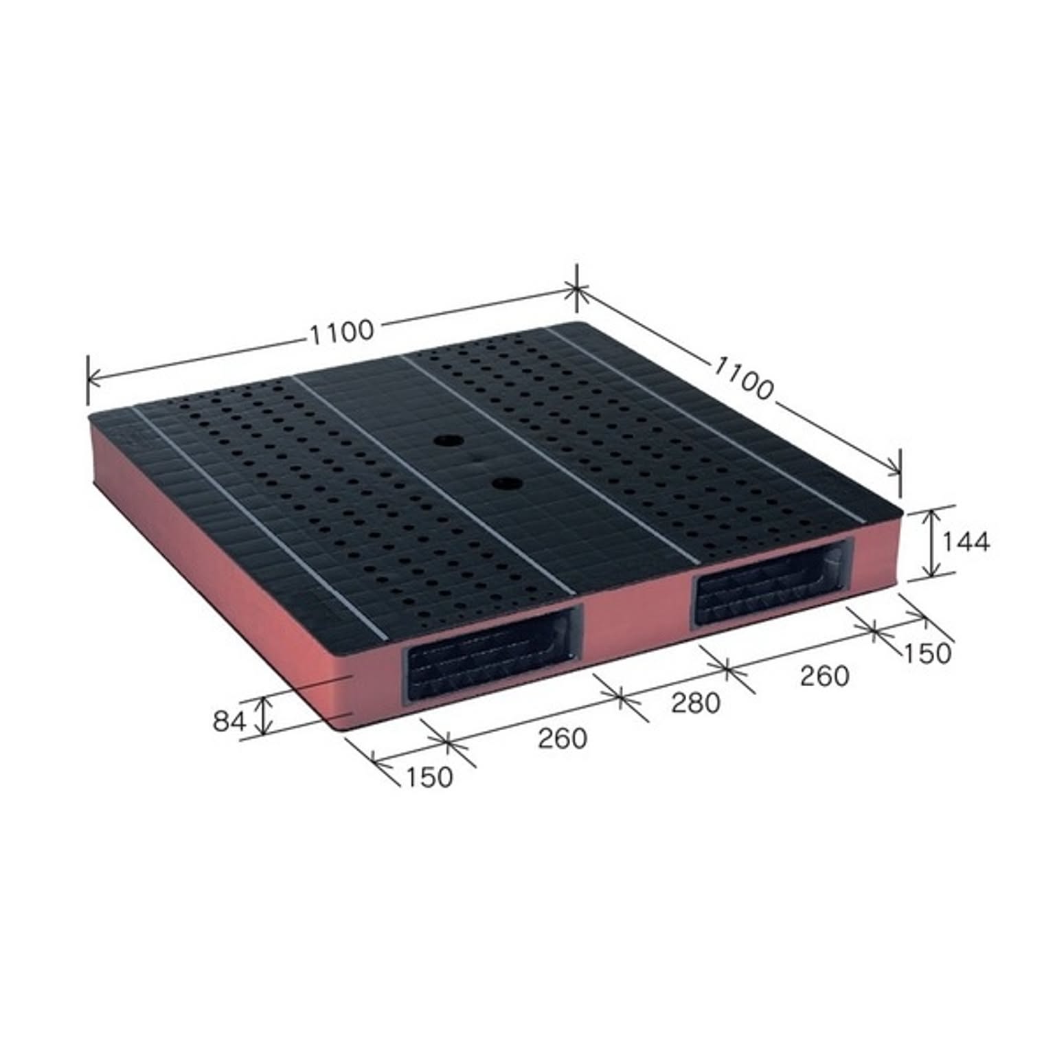 岐阜プラスチック工業 カラープラスチックパレット HB-R2・1111SC ブラック／ブラウン 両面使用 1100×1100mm 自動倉庫対応【代引不可】