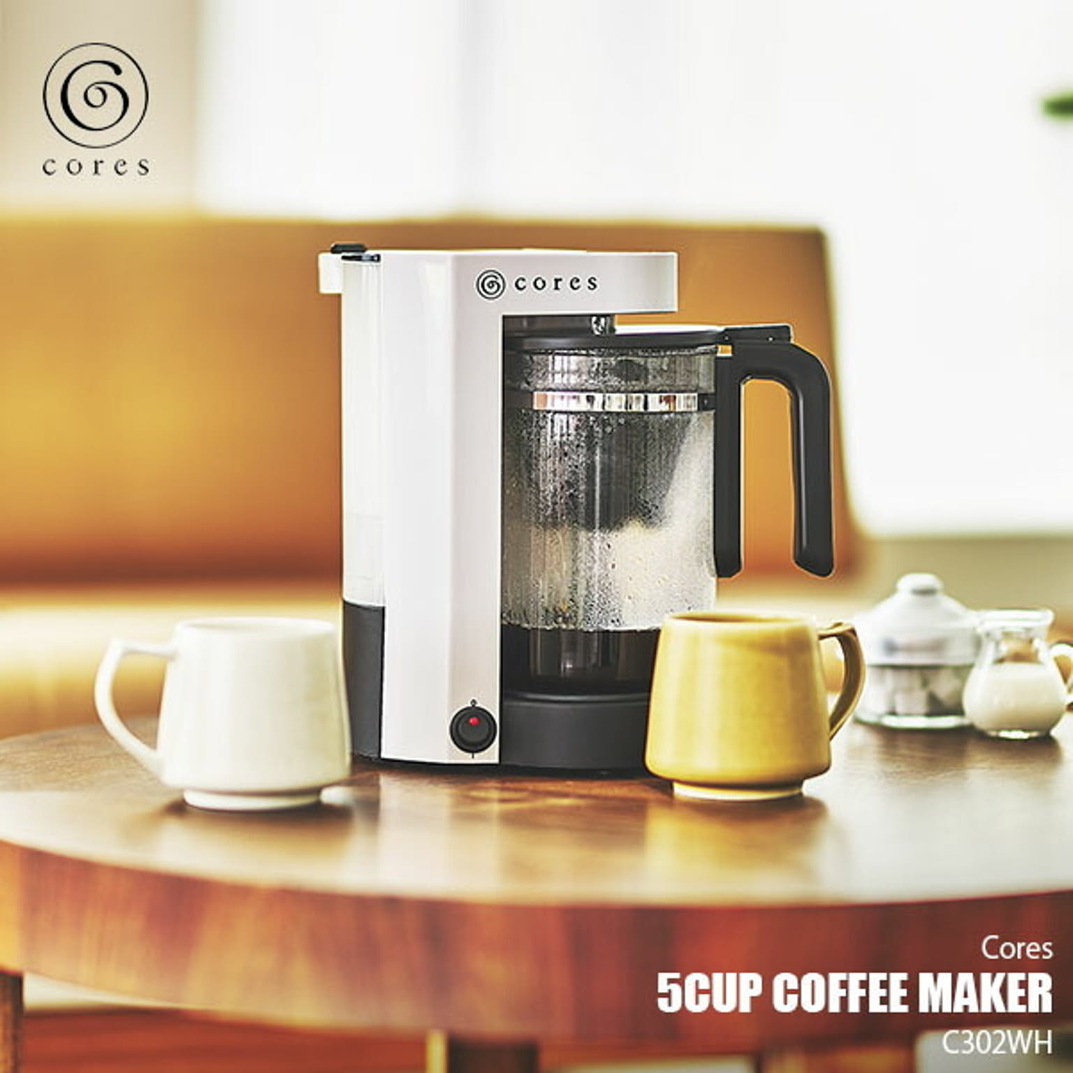 Cores コレス 5CUP COFFEE MAKER C302WH 5カップコーヒーメーカー ドリップメーカー ゴールドフィルター 純金メッキフィルター 5杯分抽出 750ml