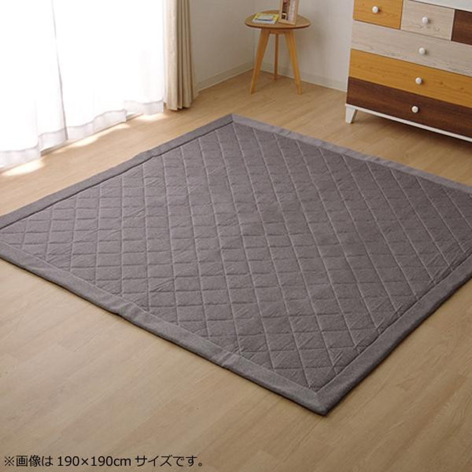 ラグ カーペット  デニム調 ニットキルトラグ『アルバ2IT』 グレー 約145×145cm ホットカーペット対応 9810834