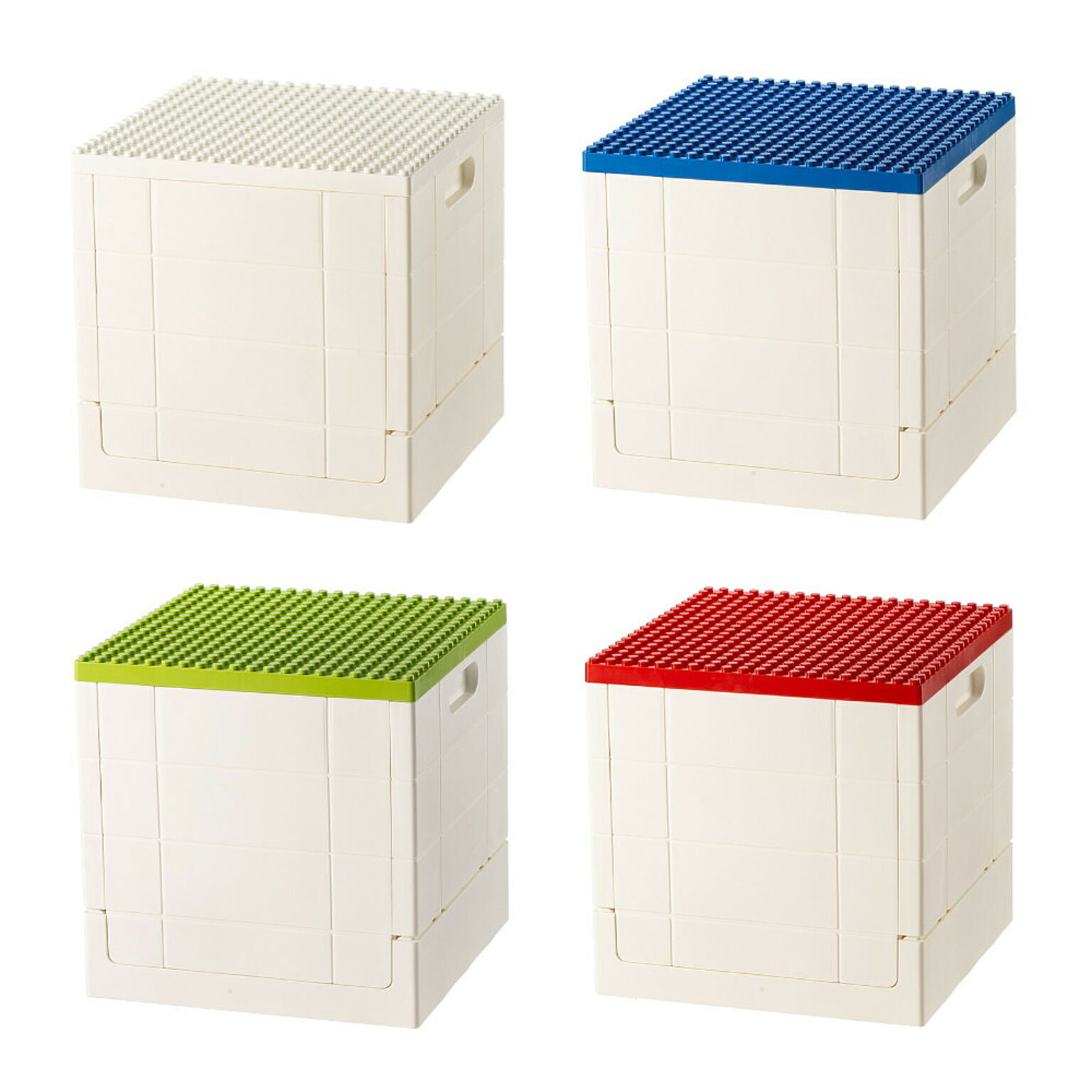 霜山 折りたたみ収納ボックス 4色セット ホワイト1、ブルー1、グリーン1、レッド1