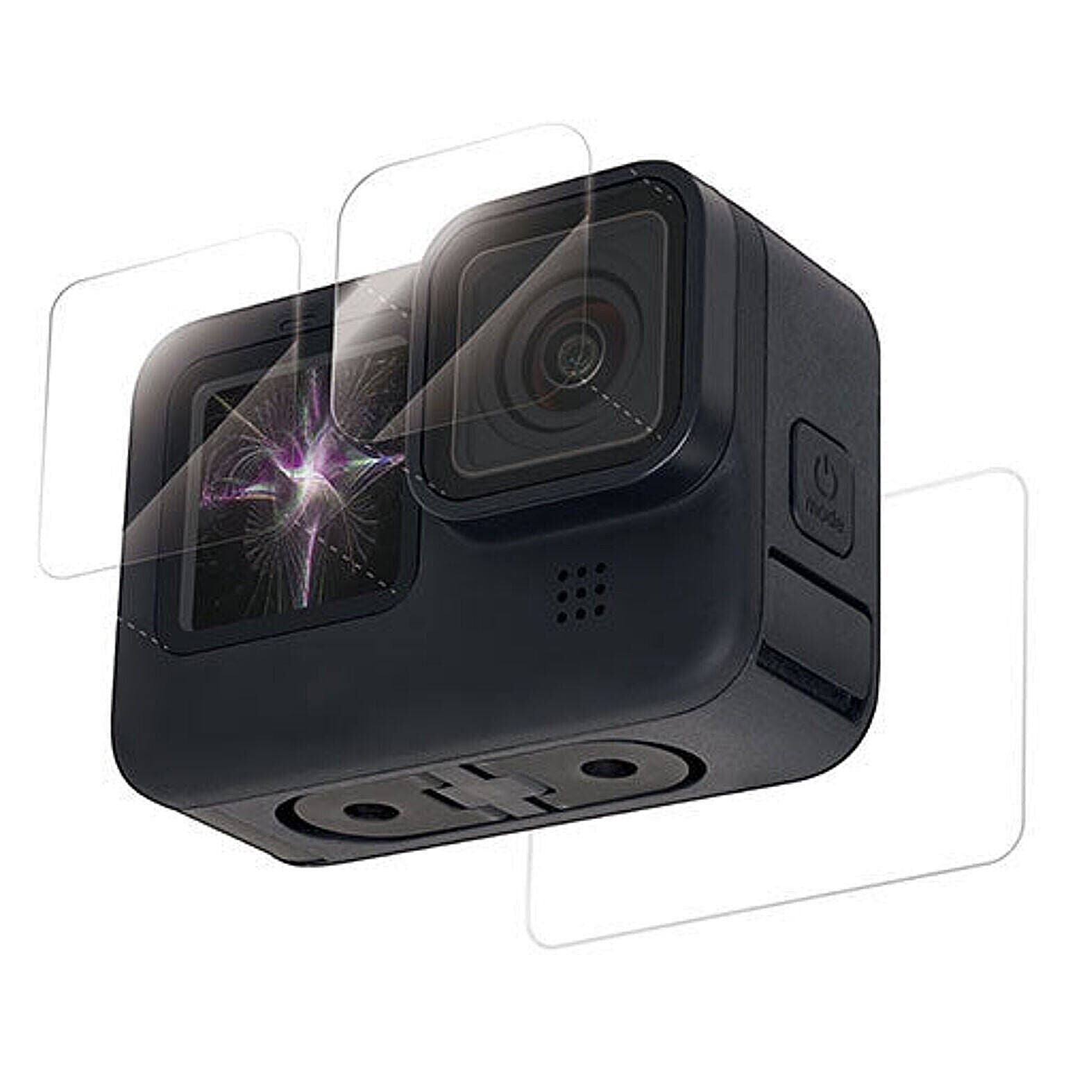 エレコム GoPro HERO9 Black用 保護フィルム ガラスフィルム セラミックコート モース硬度7 前面、背面、レンズ用各1枚 AC-GP9BFLGGCS