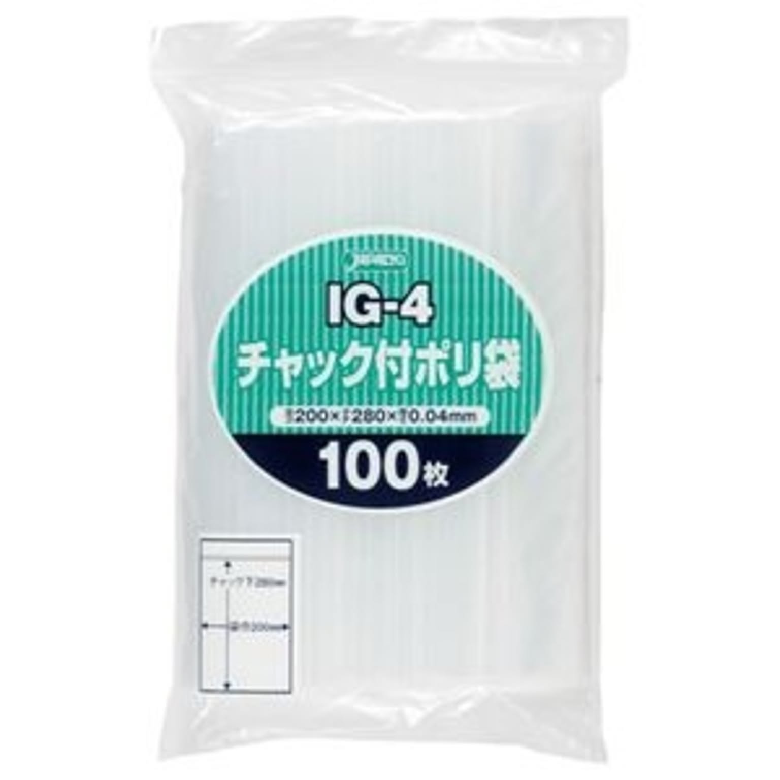 まとめ) ジャパックス チャック付ポリ袋 ヨコ200×タテ280×厚み0.04mm IG-4 1パック(100枚) 【×10セット】 通販  RoomClipショッピング