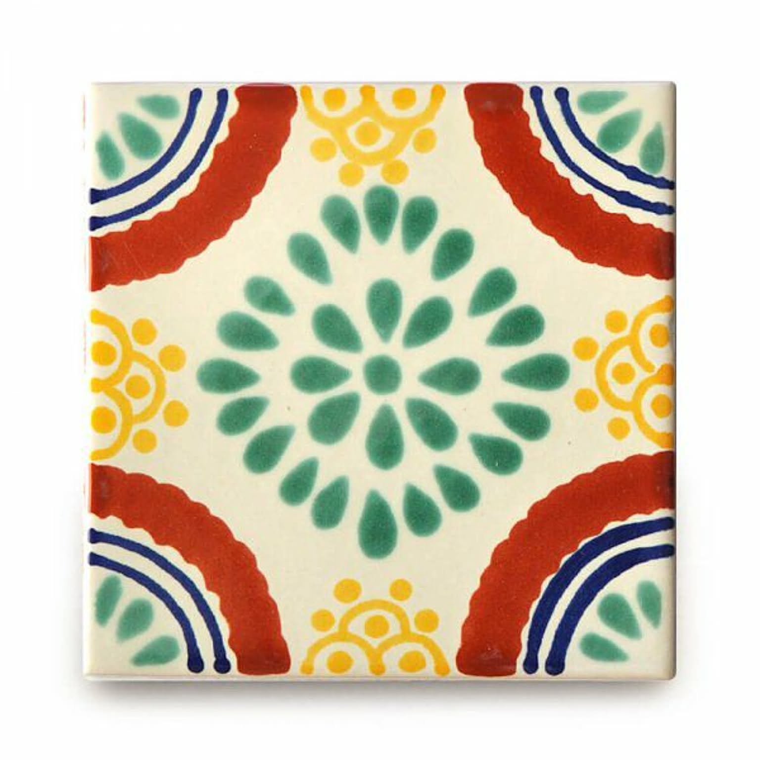 メキシコタイル4枚セット（M125-4）110角イレギュラー（柄）