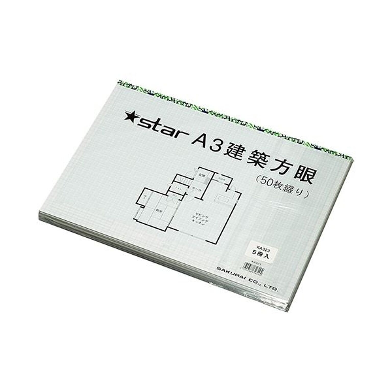 （まとめ）桜井 スター建築方眼紙 KA323 A3 50枚×5×5セット