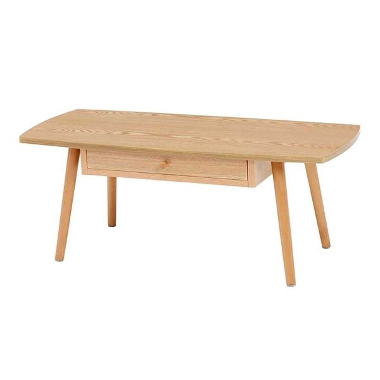 センターテーブル/ローテーブル 【高さ37cm】 引き出し 木製脚付き スクエア型 組立品 〔リビング〕【代引不可】
