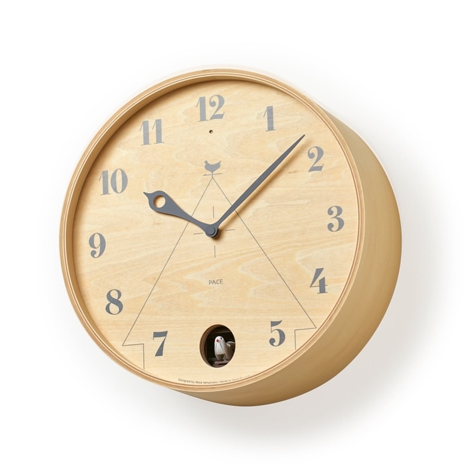 Lemnos レムノス CASA PACE LC11-09 掛時計 掛け時計 カッコー時計 鳩時計 直径30.5cm プライウッド 音量2段階調整 ライトセンサー機能付
