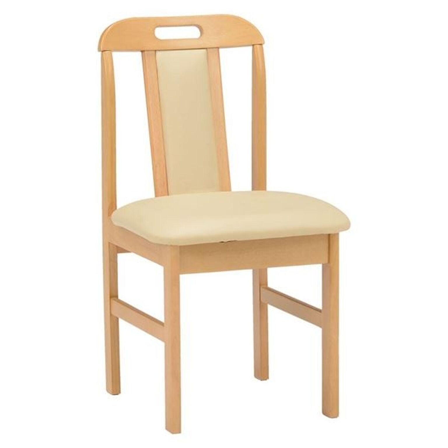 ダイニングチェア／食卓椅子 2脚セット 【ナチュラル】 約幅43cm 木製 ラバーウッド PVC張地 〔リビング〕【代引不可】