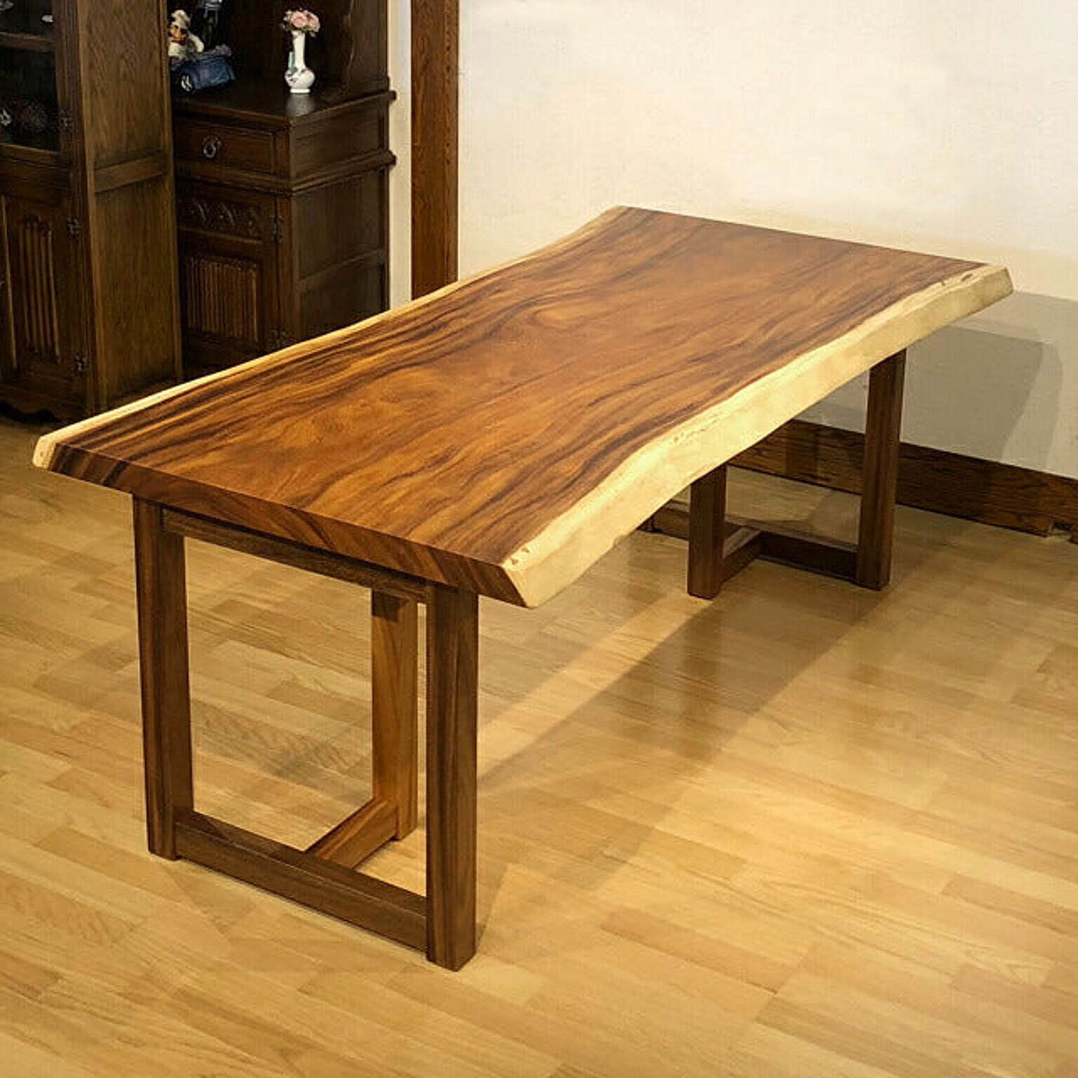 天然木モンキーポッド一枚板テーブル 幅183cm 厚5.3cm 脚付き - 通販