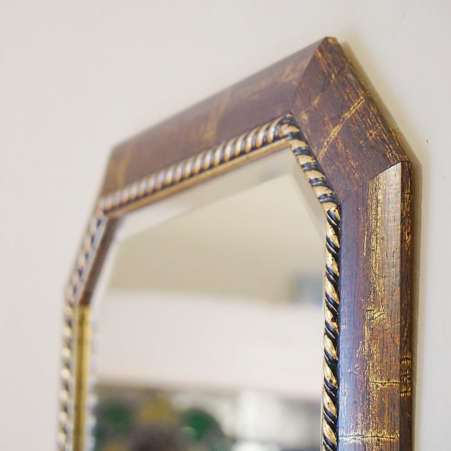 アンティーク】イタリア鏡ミラー壁掛けウォールミラー八角