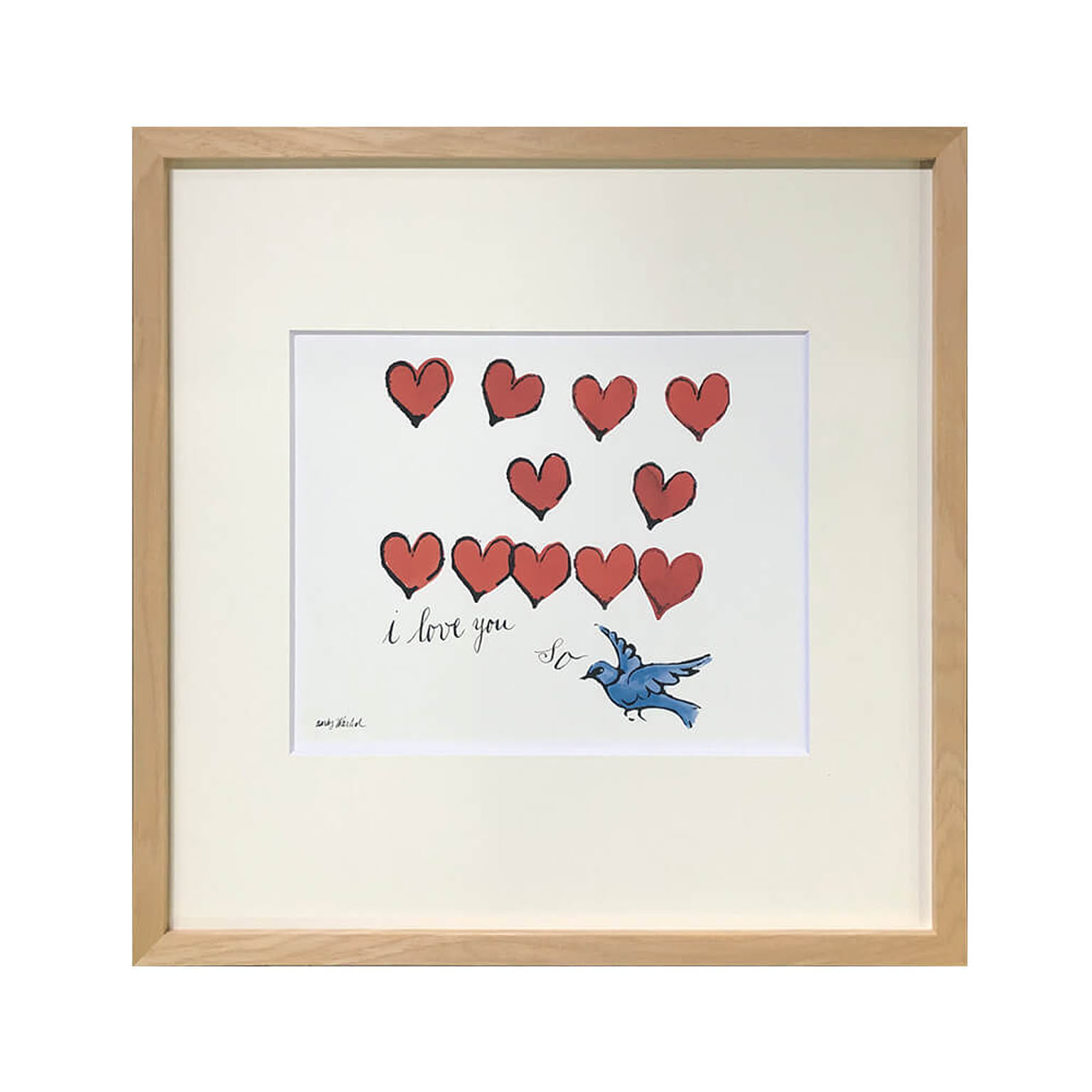 Andy Warhol（アンディ ウォーホル） I LOVE YOU SO C. 1958(S-size) アートポスター（フレーム付き）  m12698