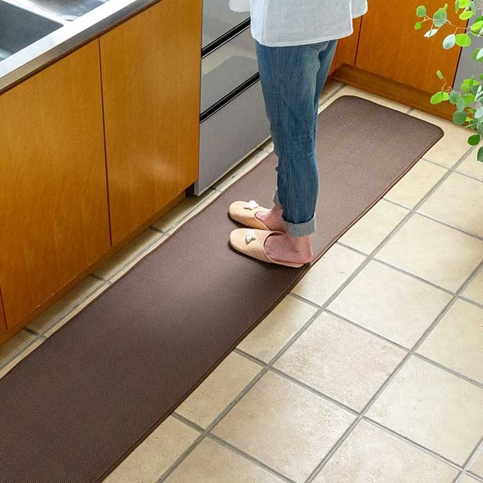 足腰に優しいキッチンマット 60×270cm  ハニカム構造 メッシュ地 滑りにくい