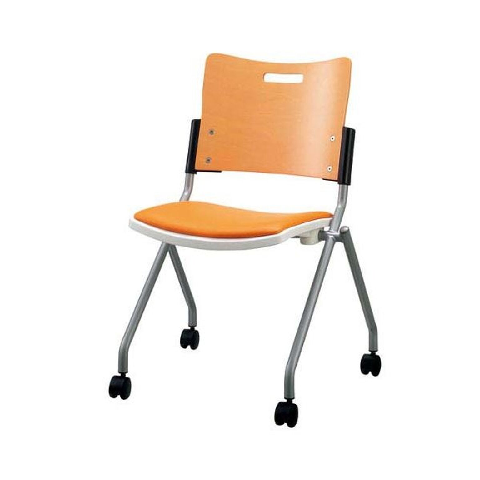 ジョインテックス 会議椅子(スタッキングチェア/ミーティングチェア) 肘なし 座面：合成皮革(合皮) キャスター付き FJC-K8L OR 完成品