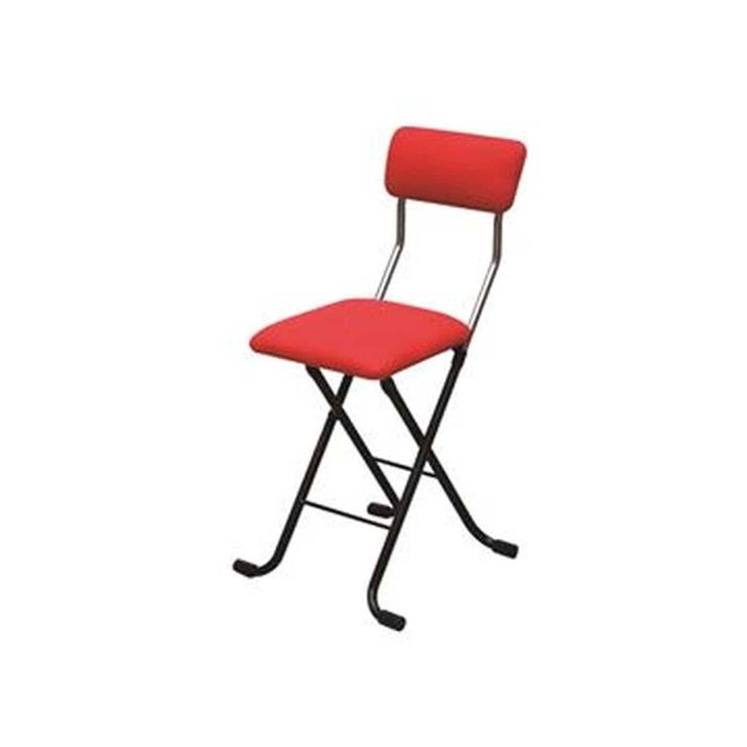折りたたみ椅子 幅400×奥行445×高さ765mm レッド×ブラック 日本製 スチールパイプ 完成品 1脚販売 リビング 在宅ワーク