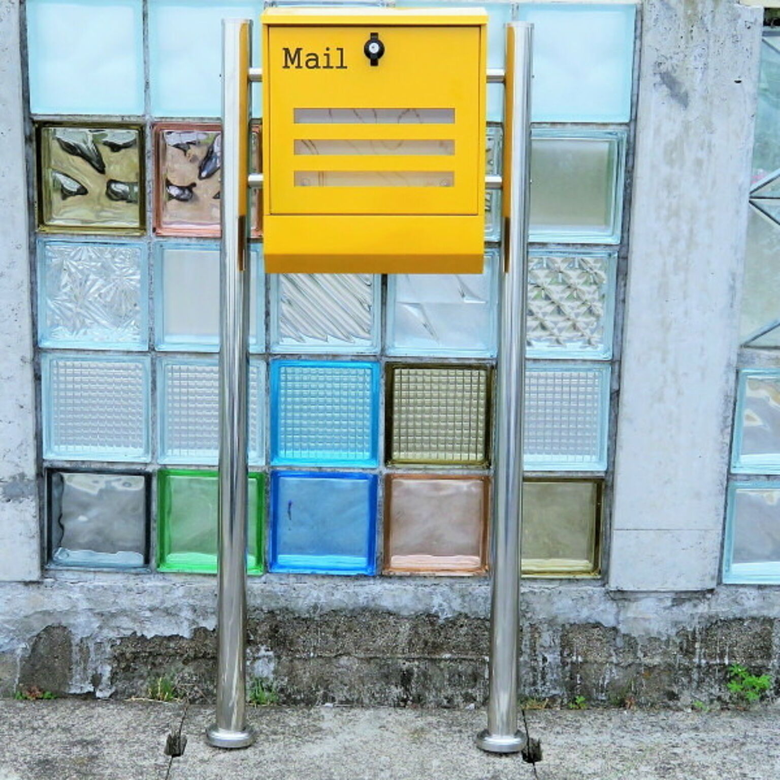 郵便ポスト 郵便受け 錆びにくい メールボックス スタンドタイプ イエロー黄色 ステンレスポスト(yellow)