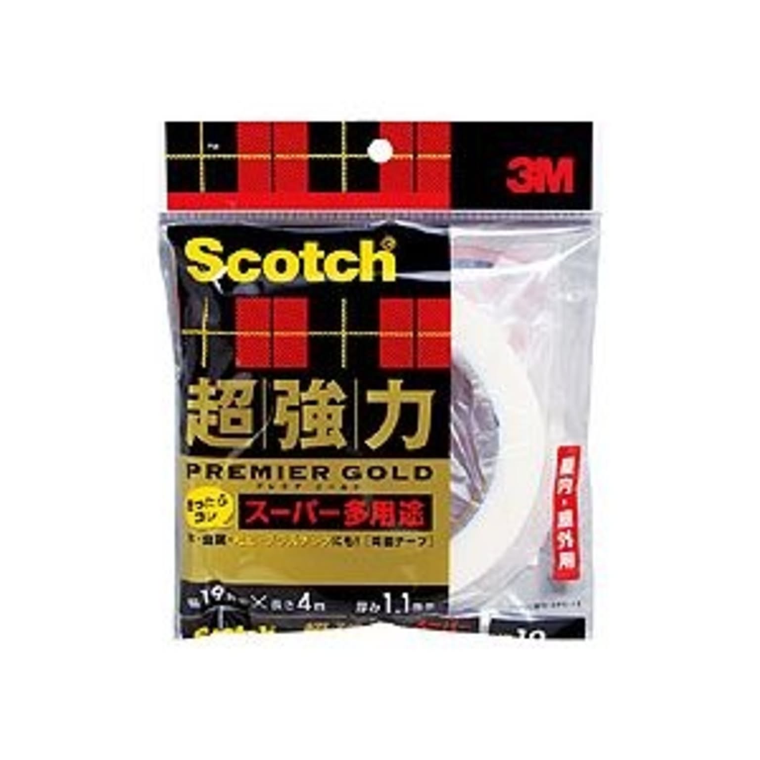 （まとめ）スコッチ 超強力両面テープ プレミアゴールド （スーパー多用途）19mm×4m 10巻