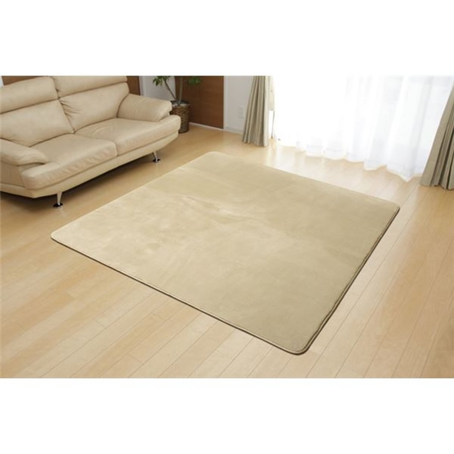 ラグ カーペット 1.5畳 無地 フランネル 『フラン』 ベージュ 約130×185cm（ホットカーペット対応）