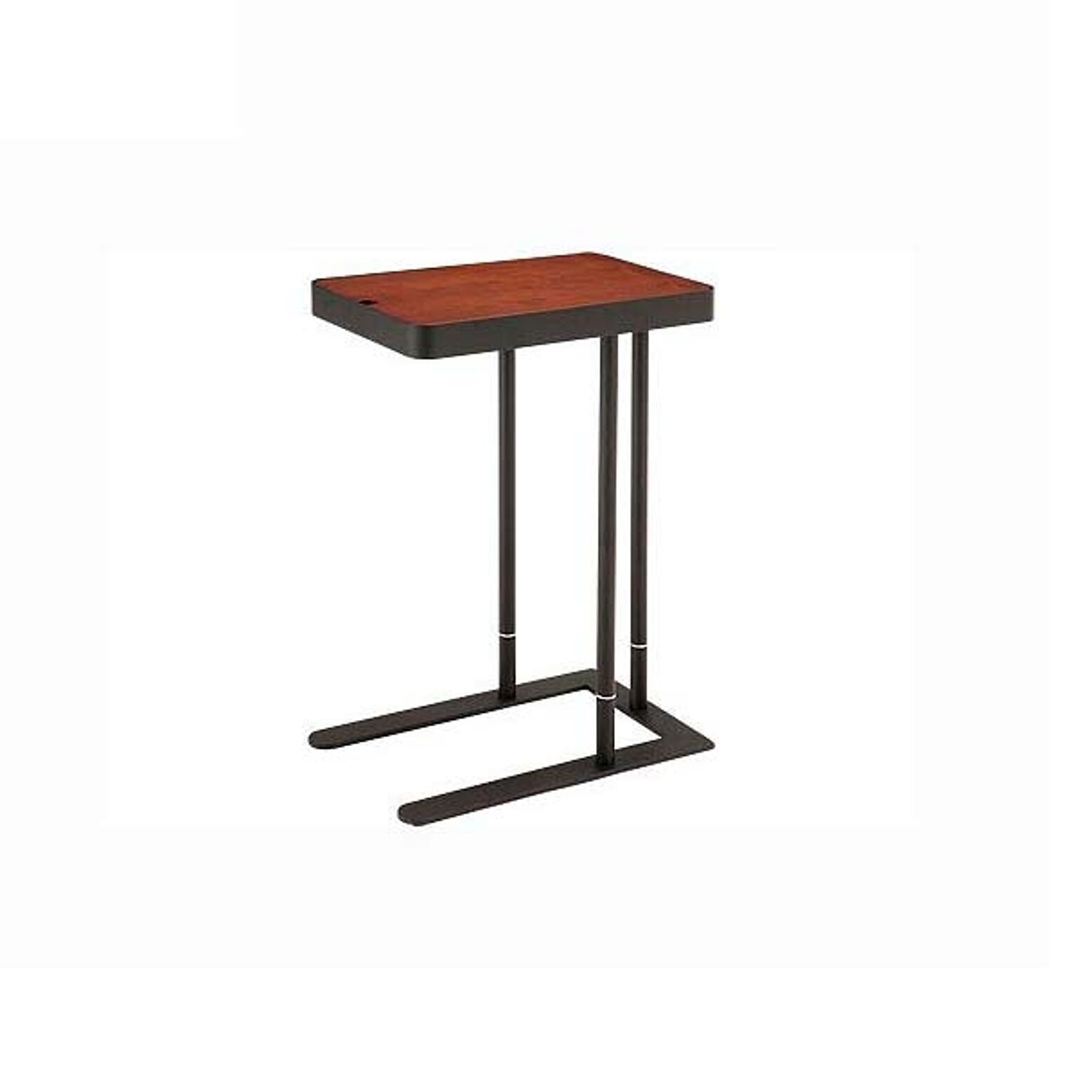サイドテーブル ブラウン色 幅50 高さ60-70 長方形テーブル 天然木 ウォールナット 2段階高さ調節可 天板下収納付 スチール コーヒーテーブル ナチュラル ノエル SST810 北欧テイスト