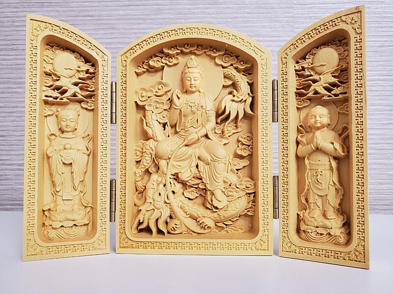 黄楊木彫り竜亀手に木文遊び彫刻置物茶寵招財風水文遊びM 騎龍