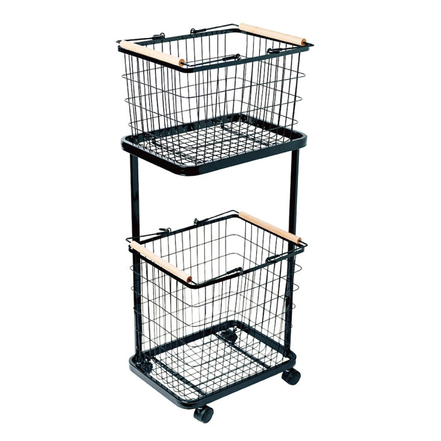 ランドリーバスケット 2段 ランドリーラック ランドリーワゴン キャスター付き