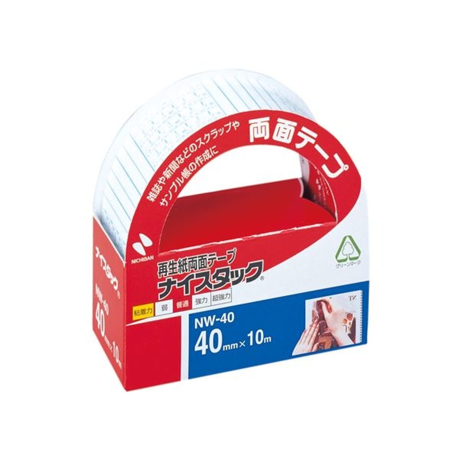 (まとめ) ニチバン ナイスタック 再生紙両面テープ 大巻 40mm×10m NW-40 1巻 【×10セット】