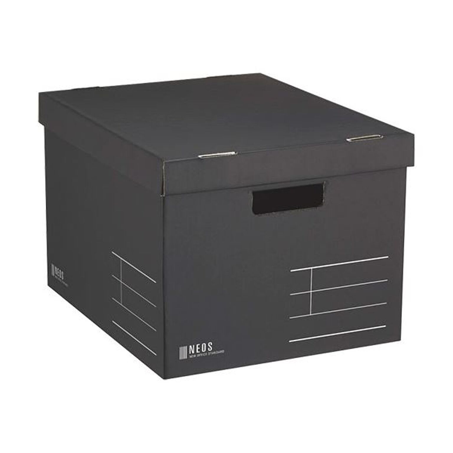 （まとめ） コクヨ 収納ボックス（NEOS）Lサイズ フタ付き ブラック A4-NELB-D 1個 【×5セット】