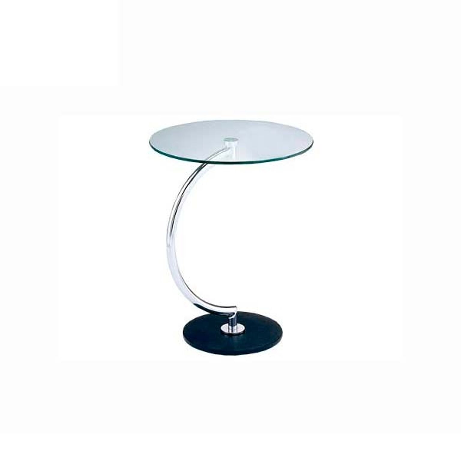 あずま工芸 円形サイドテーブル LLT8514 強化ガラス天板 スチールクロームメッキ ナチュラルブラス