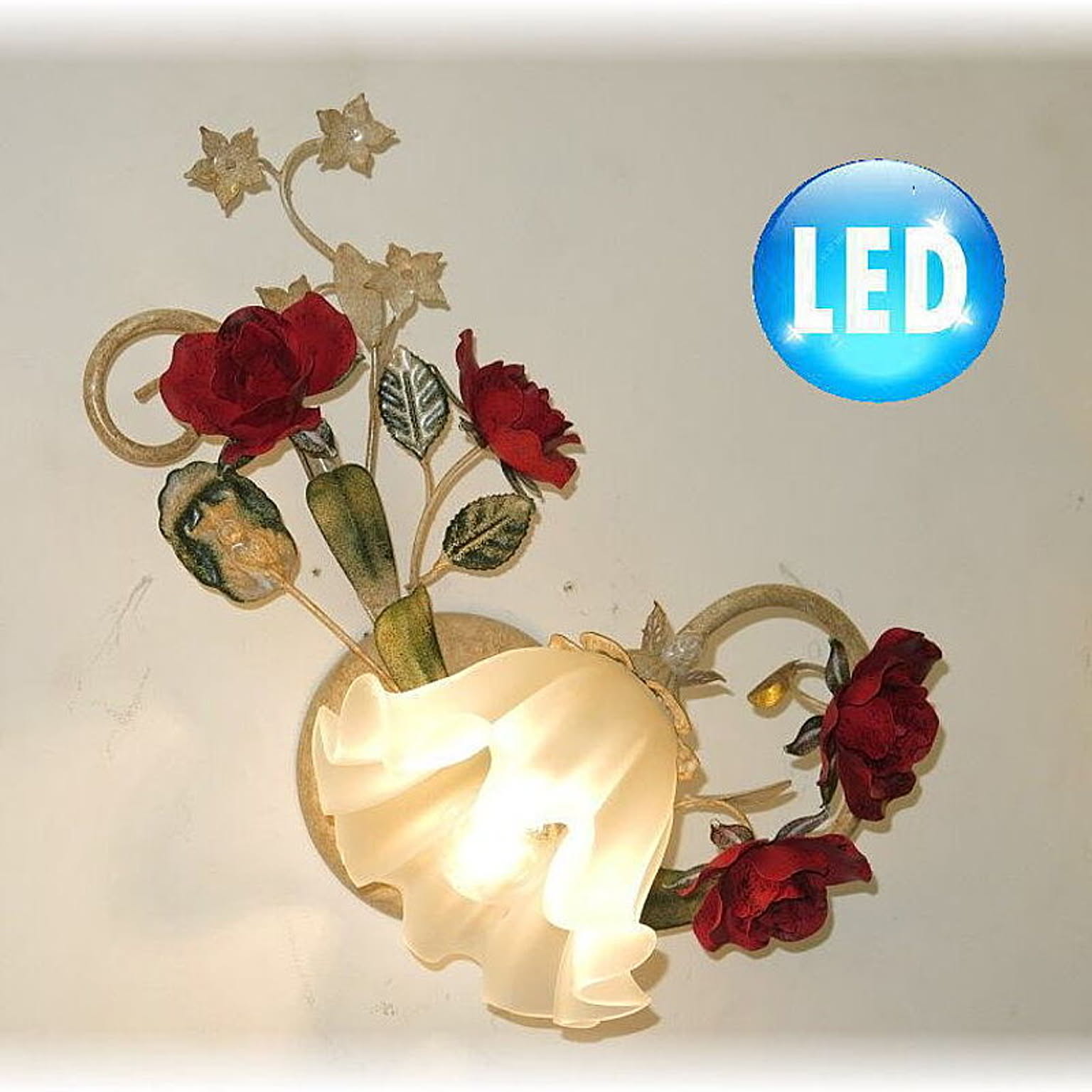 アンティーク・ガレ LED付き 薔薇モチーフ 壁掛け照明 ウォール アンティーク・ガレ LED付き 薔薇モチーフ 壁掛け照明 ウォール