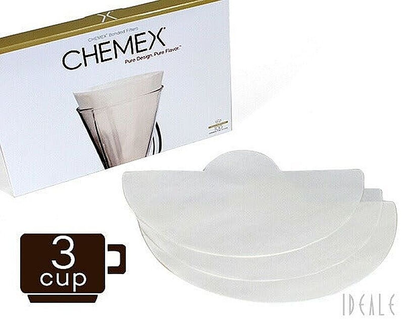 ケメックス CHEMEX フィルターペーパー 3カップ用 ボンデッドタイプ 半円型 FP-2 100枚入り