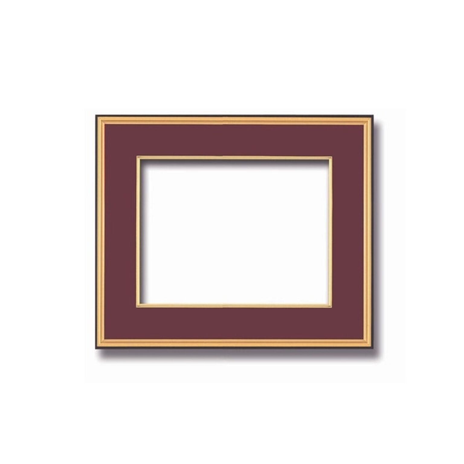 【和額】黒い縁に金色フレーム　日本画額　色紙額　木製フレーム　■黒金　色紙F4サイズ(333×242mm)　エンジ