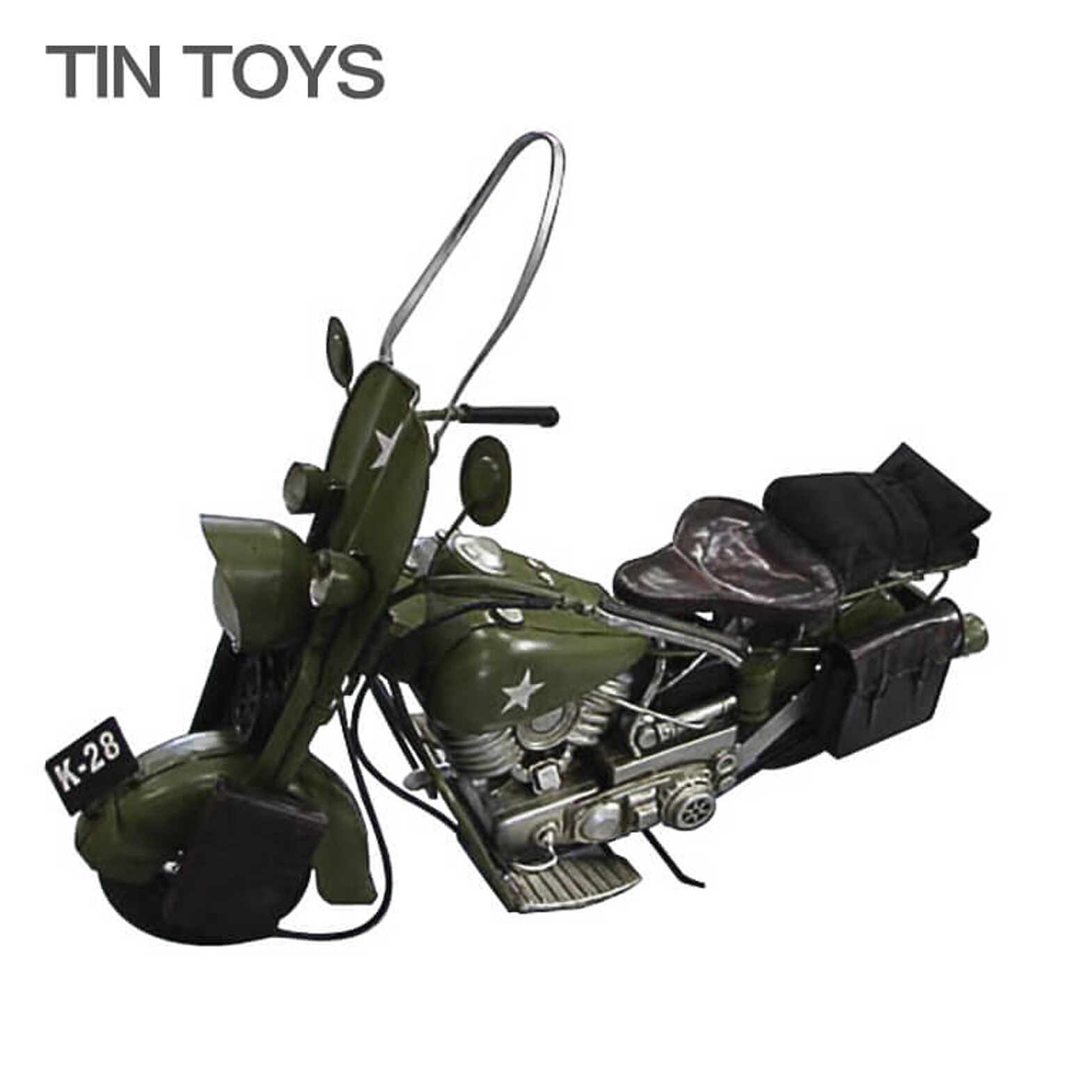 在庫少要確認 ブリキのおもちゃ 大きいサイズ 65cm幅 軍用バイク オートバイ 玩具 置物 インスタ映え ディスプレイ用 オブジェ レトロ アンティーク 東洋石創 