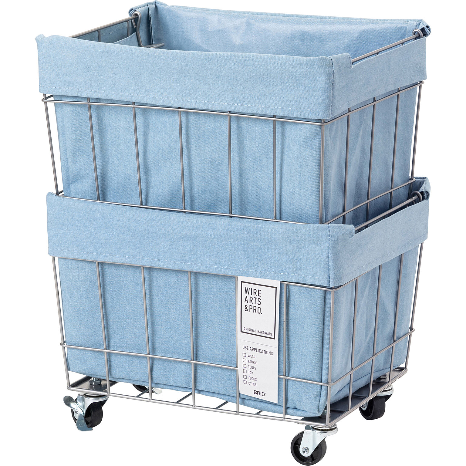 【BRID】DENIM STACKING BASKET 2 with CASTER / WASHABLE COVER デニム スタッキングバスケット２ ウォッシャブル