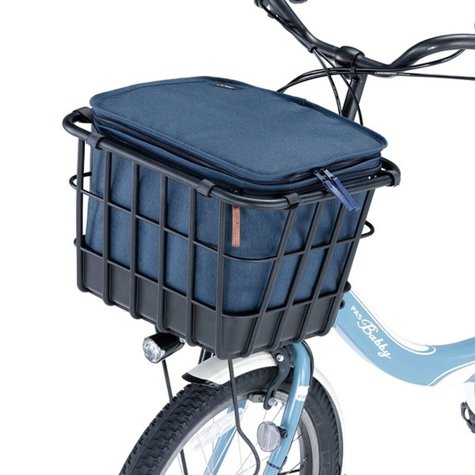 自転車用 かごカバー 約幅36cm フロントタイプ ネイビー 撥水加工 プレミアム 2段式 インナーカバー 雨対策 防犯対策用品