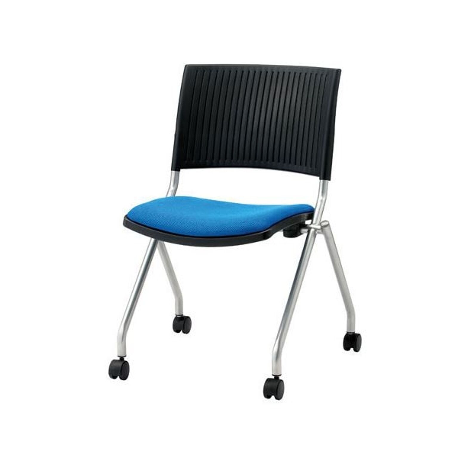 ジョインテックス 会議椅子(スタッキングチェア/ミーティングチェア) 肘なし キャスター付き FJC-K5 ブルー 完成品