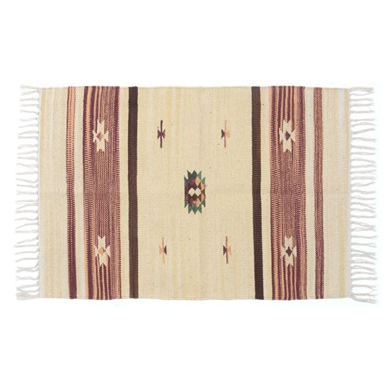 ラグマット 絨毯 60×90cm ブラウン 3個セット インド 綿 キリム マット リビング ダイニング ベッドルーム 玄関【代引不可】