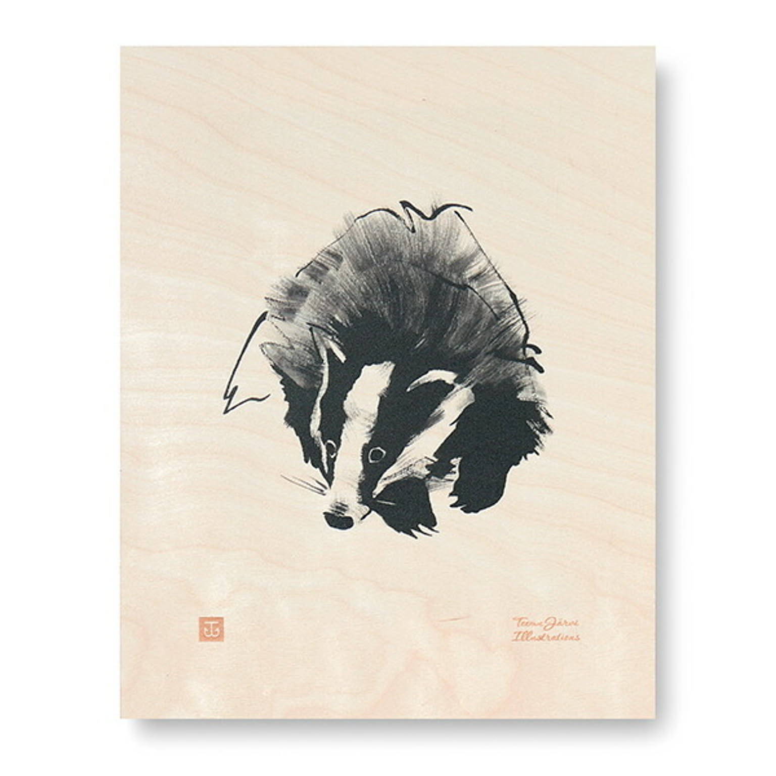 木のポスター Teemu Jarvi 24x30 Badger アナグマ POWFG-BA2