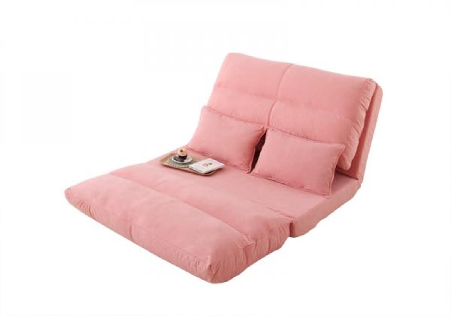 ムウ コンパクトフロアリクライニングソファベッド 幅120cm ピンク