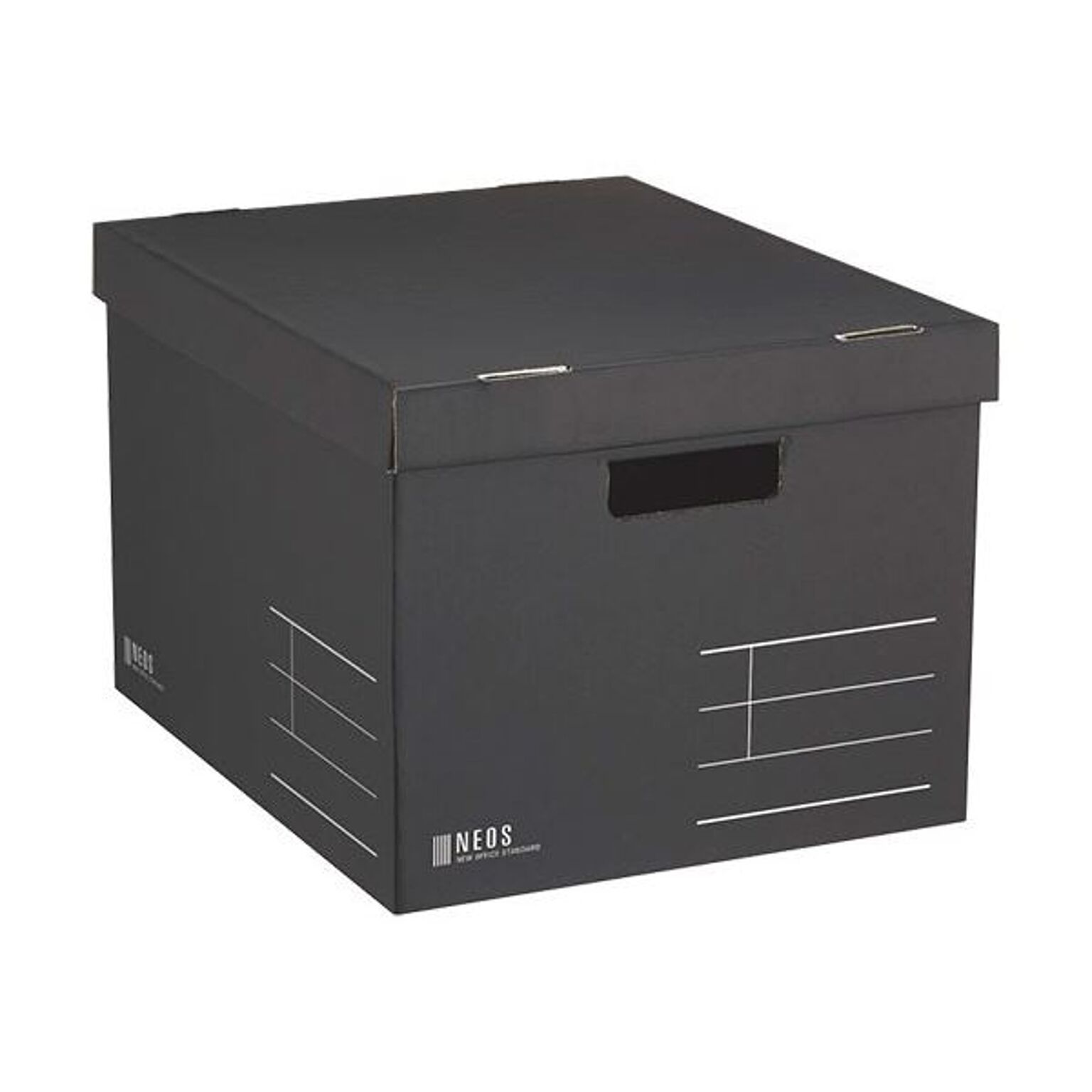 コクヨ 収納ボックス（NEOS）Lサイズ フタ付き ブラック A4-NELB-D 1セット（10個）