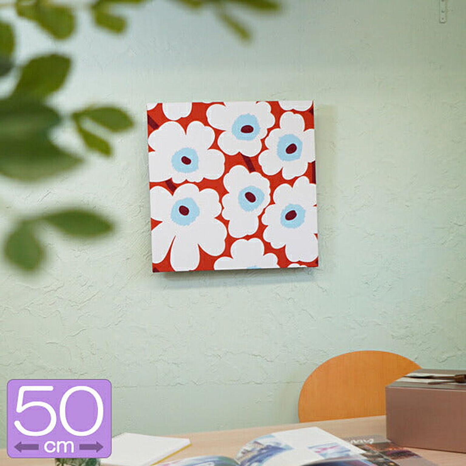 マリメッコ PIENI UNIKKO ファブリックパネル WHITE&CARDINAL RED 50×50cm