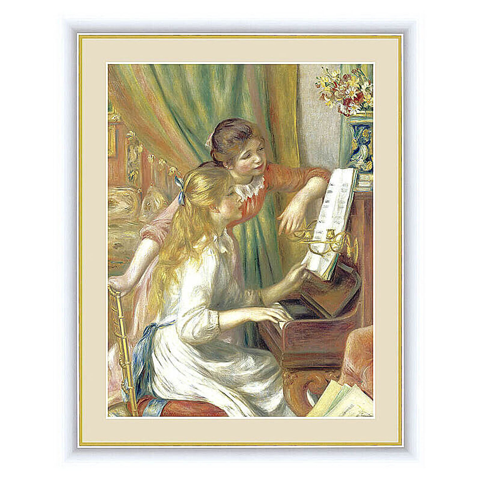 Pierre-Auguste Renoir（ピエール＝オーギュスト・ルノワール） ピアノに寄る少女たち アートポスター（フレーム付き） m10808
