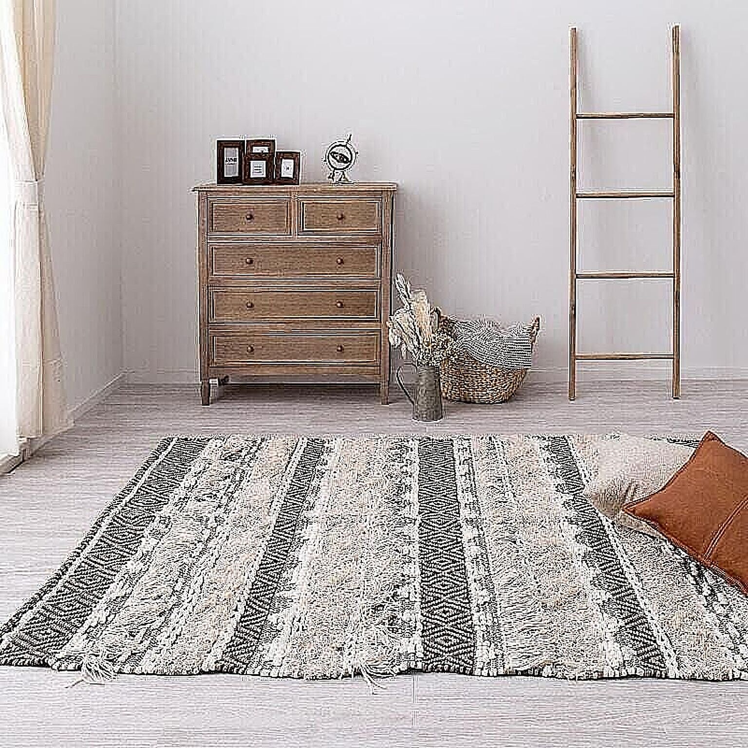 萩原 タミル インド製 手織りラグ コットン100％ 約130×190cm