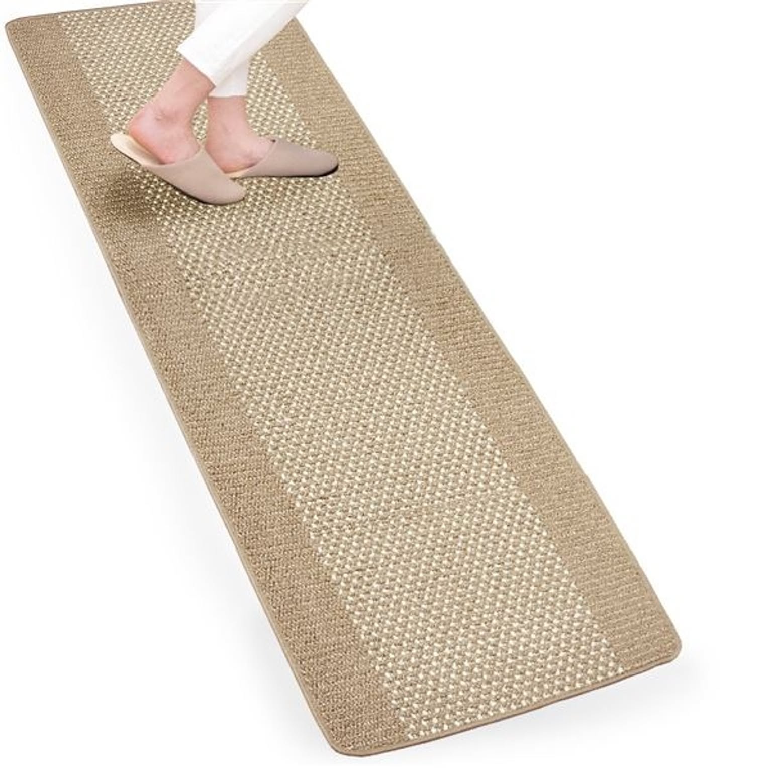 キッチンマット/台所マット ベージュ 約60cm×270cm 洗える コンパクト 優踏生 洗いやすい 〔キッチン用品〕