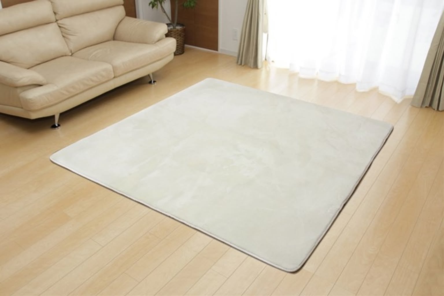 ラグ カーペット 1.5畳 無地 フランネル 『フランアイズ』 アイボリー 約130×185cm（ホットカーペット対応）【アイボリー】