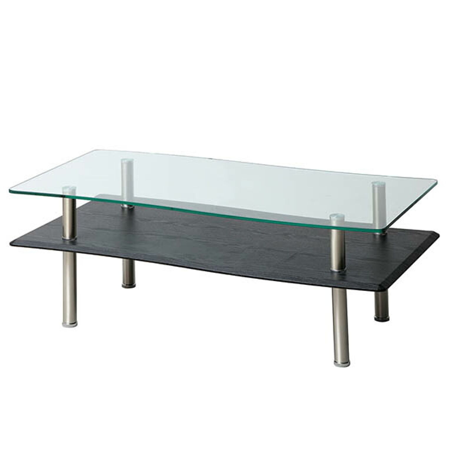 GLT2329 リビングテーブル ブラック色 幅110 高さ41 長方形テーブル 強化ガラス 天板 飛散防止フィルム スチール ローテーブル センターテーブル 棚付 ブリーズ