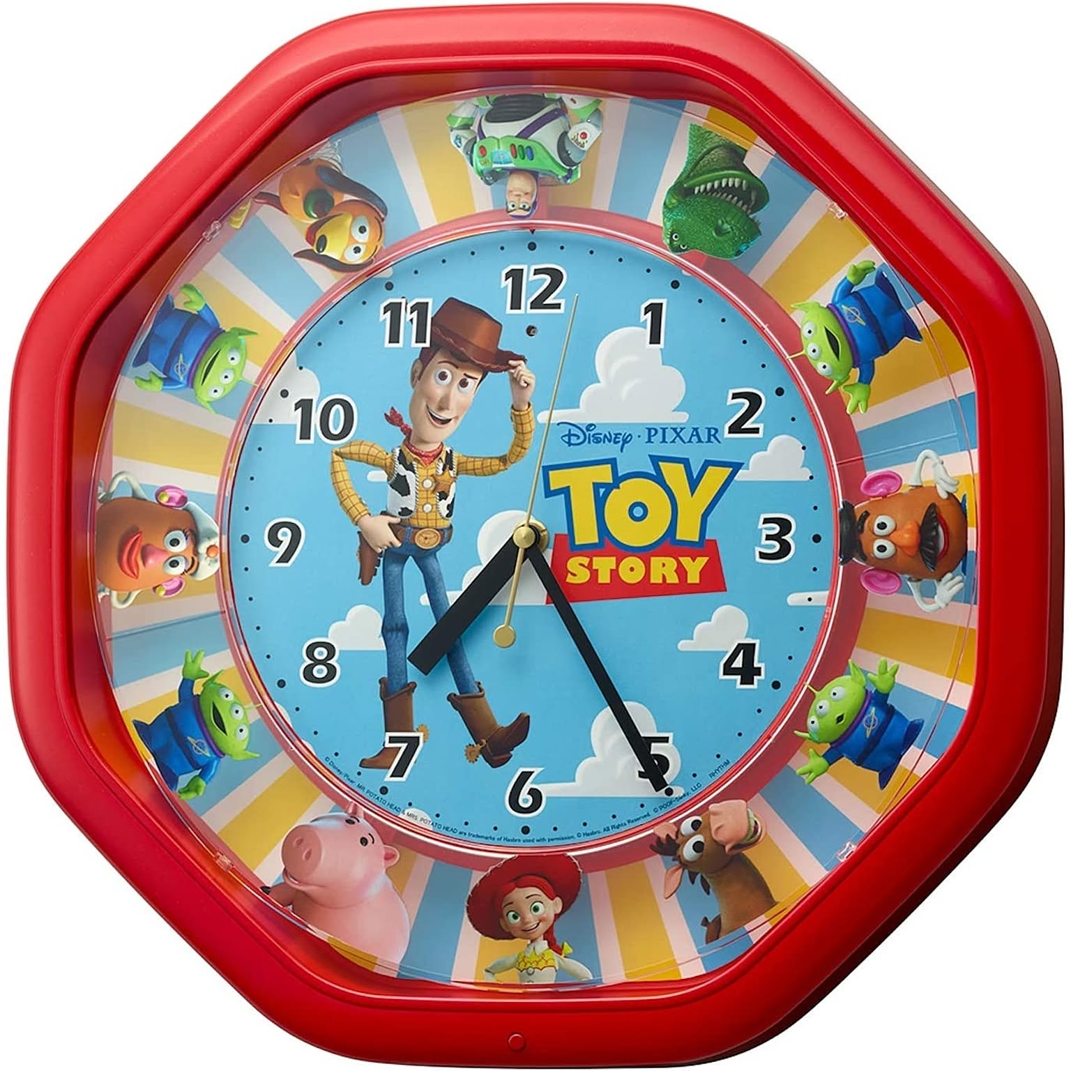 リズム時計工業(Rhythm) ディズニー トイ・ストーリー 掛け時計 からくり時計 37x37x9.3cm TOY STORYソング4曲入り 4MH440MC01 レッド